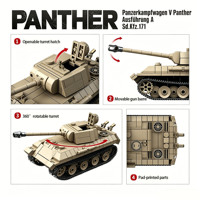 Tanque Mediano Panther Alemán de la Segunda Guerra Mundial, Juguete Educativo de Construcción de Plástico ABS Unisex para Mayores de 14 Años