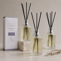 Diffuseur de parfum d'ambiance AIKUN 240ml en verre cannelé de luxe, Oud Ambré, longue durée, parfum naturel pour la maison, diffuseur d'arômes pour la décoration de la pièce