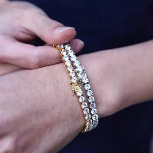 Design classico elegante d colore Vvs collana bracciale in argento 925 Moissanite Tennis catena set di gioielli per donna uomo