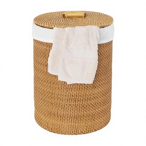 Custom Eco-Friendly Folding Cotton Vietnamese Hand Woven Laundry <b>Storage</b> <b>Basket</b> with Carry Handles for Living Room & Bedroom - Product Image 2