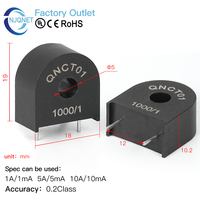 Micro transformador de corriente Pcb Mount QNCT01 5A5mA 5A2.5mA 1:1000 1:2000 Pequeño transformador de corriente CT 1A 5A 10A Precio de fábrica