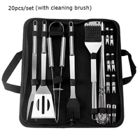 Ensemble d'outils de barbecue en acier inoxydable, outils de grillades en plein air, sac d'accessoires de barbecue, couteau, fourchette, spatule, brochettes, pinces, brosse à huile