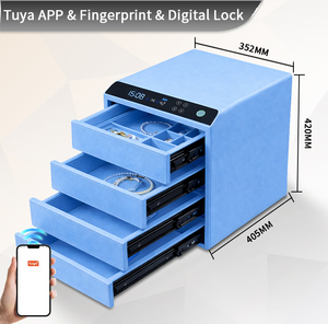 CEQSAFE Coffre-fort intelligent à empreintes digitales en cuir de luxe, 4 couches, haute capacité, pour la maison, le bureau et la voiture, avec tiroir à bijoux - Product Image 5
