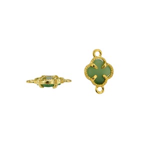 Alloy Gold Plated Imitation Jade Four Leaf <b>Clover</b> Pendant For <b>Bracelet</b> Making Jewelry Findings Mixed Shapes Color 1 Color 2 - Product Image 5