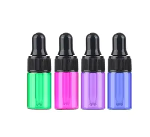 Botella con gotero de cristal para cosméticos, varios Mini colores, 1ml, 2ml, 3ml, 5ml