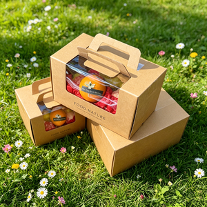 Scatola Regalo in Carta Kraft con Manico e Finestra, Imballaggio per Alimenti per Arance, Cachi e Altre Frutte Fresche - Product Image 5