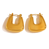 Boucles d'oreilles créoles en acier inoxydable plaqué or 18 carats pour femme, créoles épaisses dorées, style vintage, cadeau de fête, vente en gros, OEM