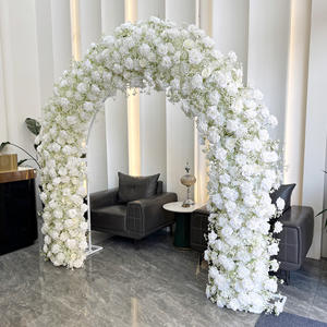 Fondo <span class=keywords><strong>de</strong></span> escenario circular personalizado <span class=keywords><strong>de</strong></span> 2.4x2.4m con rosas blancas y paniculata, decoración <span class=keywords><strong>de</strong></span> boda, flores artificiales <span class=keywords><strong>de</strong></span> seda hechas a mano, ajustable - Product Image 3