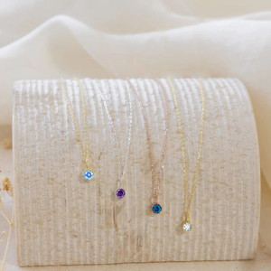 Penjualan terlaris tahan air 14k lapis emas baja tahan karat 12 warna Batu lahir liontin kalung perhiasan bagus grosir - Product Image 3