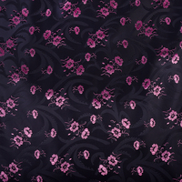 Dernier Tissu Jacquard Brocart Noir Teint Fil à Fil avec Motifs Floraux 3D Élégants, Texture 100% Polyester pour Robes Filles et Femmes JS-17582