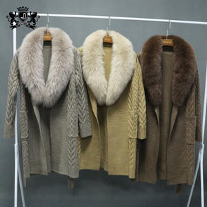De piel de las mujeres suéter de lujo de alta calidad prendas de vestir exteriores peludas de dama de moda de manga larga Rebeca de pieles - Product Image 1