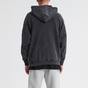Sudadera con capucha personalizada para hombre, estilo vintage, con cremallera, desgastada y con efecto deshilachado, de felpa francesa. - Product Image 5