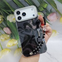 Étui de luxe pour téléphone portable Samsung avec chaîne pour iPhone 11 12 13 14 15 16 17 Pro Max, coques de téléphone léopard pour Samsung S25