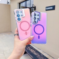 Coque de téléphone magnétique colorée effet caméléon antichoc quatre coins avec cache-caméra coulissant et béquille pour Samsung S26 Ultra S25 Ultra