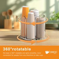 Distributeur de gobelets en acrylique à 4 compartiments de 3 mm, porte-gobelets rotatif portable et léger pour comptoir et armoire de cuisine