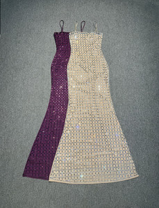 Abito Lungo Elegante Senza Spalline con Cristalli di Lusso, Vestito da Sera Scintillante con Perline per Donna - Product Image 3