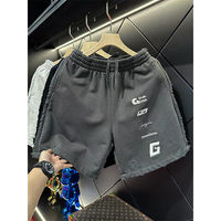 Shorts décontractés d'été pour hommes, style streetwear tendance, déchirés, respirants, taille élastique, brodés, style européen et américain, coupe ample