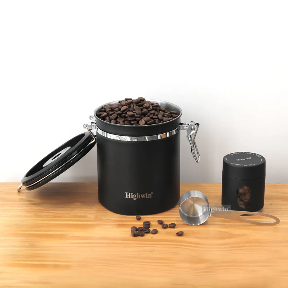 Stainless Steel Airtight Co2 Coffee Container Food Coffee Storage Canister Tea Coffee Sugar Canister