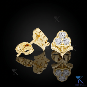 Lab Grown Diamond Trefoil Floral Cluster <b>Stud</b> Earrings 14K 18K Solid Gold 3 Stone Fine Women Jewelry Bridal Anniversary Gift - Product Image 1