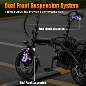 Vente flash 2026 Vélo électrique pliable mini 14 pouces 48V 350W Moteur de moyeu arrière sans balais Vélo de ville pour trajets quotidiens avec batterie amovible Port USB - Product Image 2