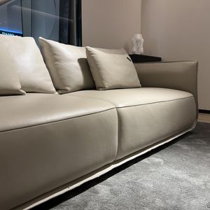 Ensemble de canapés modulaires de luxe en cuir blanc de haute qualité, design original, pour villa, collection Cloud - Product Image 3
