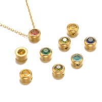Lot de 10 pendentifs en acier inoxydable inaltérable avec pierre de naissance pour la fabrication de colliers et bracelets DIY