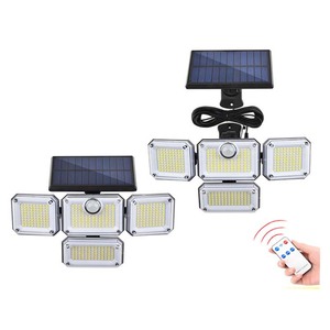 Lampe murale solaire de jardin à 4 têtes sé<span class=keywords><strong>par</strong></span>ées, 333 LED, avec 3 modes d'éclairage et télécommande, indice de protection IP67 - Product Image 5