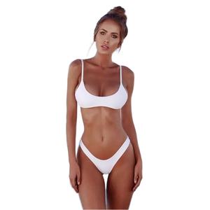 High Quality Wrinkle Fabric One-Shoulder Private Label <b>Bikini</b> Custom Luxury Push Solid Two Piece Quick Dry OEM Service Swimwear - Product Image 2