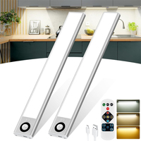 Lampu kabinet LED Spot lampu badan USB bercahaya lampu furnitur dinding magnetik Sensor gerak di bawah lampu kabinet LED