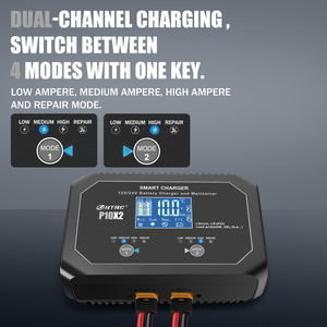 HTRC P10X2 Dual Smart Elektromotorrad/Roller Batterieladegerät <span class=keywords><strong>12V</strong></span> 10A 24V <span class=keywords><strong>5A</strong></span> pro Bank AGM/Gel/SLA Lithium LiFePO4 QC2.0 2 - Product Image 3