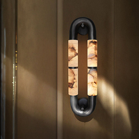 Applique murale LED minimaliste en marbre alabastre, luminaire mural de luxe en pierre naturelle et métal pour hôtel, villa, chambre et salon