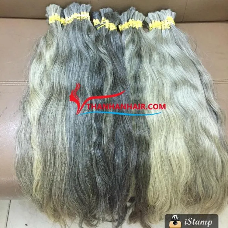 Full Cuticle Aligned Hair Natural grey hair 100% remy raw vietnamese hair
