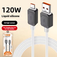Cable de Carga USB Inteligente de 120w, Cable de Carga Rápida para Teléfono, Cable de Silicona Líquida TPE para Teléfonos Móviles, Tipo C