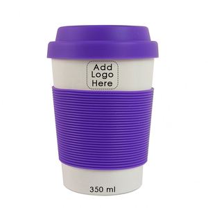 Mug de voyage anti-fuite en fibre de bambou 350 ml (12 oz) avec couvercle en silicone, sans BPA, compatible micro-ondes et lave-vaisselle, personnalisable pour café et jus - Product Image 1