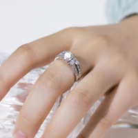 Ensemble de bagues L&B en argent sterling 925 avec moissanite, plaqué rhodium, taille ronde, couleur D, VVS, pour fiançailles et mariage, pour femme