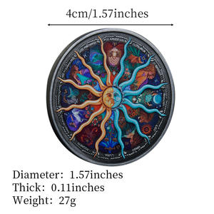 Moneta Commemorativa in Metallo Antico con Tema Zodiacale, Motivo Sole Luna Dodici Costellazioni, Cultura Astrologica - Product Image 6