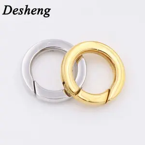 Shiny Strong Round Open Flat O Spring Gate Key Ring 316L Stainless Steel Spring Ring Clasps