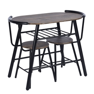 Juego de Comedor Moderno de 3 Piezas para Espacios Pequeños, Mesa de Cocina Marrón y 2 Sillas, Ahorra Espacio para Rincón de Desayuno Balcón Cafetería - Product Image 1