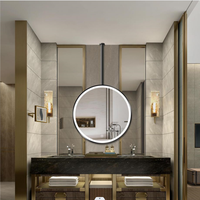Art Mirror Modern Smart LED Stainless Sensor Switch Anti-Fog Dimmable Wall-Mounted Backlit Vanity Mirror with Touch Switch