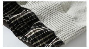 Pull unisexe à carreaux effet deux pièces, style Maillard vintage, color block, coupe oversize, confortable, ample, respirant, épais, pour l'automne et l'hiver - Product Image 5