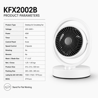 Ventilateur de table oscillant intelligent en PP avec minuterie tactile unique, mode veille et protection anti-renversement – Idéal pour le bureau et le salon