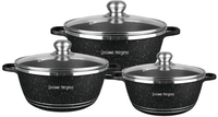 Set Panci Masak Mewah 6 Buah Set Peralatan Masak Granit Anti Lengket untuk Penggemar Masakan