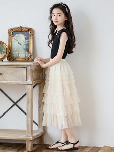 Thiếu Niên cô gái không tay áo đen + ruffles bánh Váy 2 pcs trang phục Bộ - Product Image 6