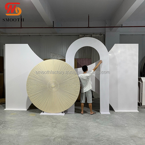 LEDA Wedding Events Decor Supplies Custom Luxury Large Round White Acrylic <b>Backdrop</b> <b>Stand</b> - Product Image 2
