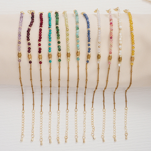 สร้อยข้อมือชุบทอง 18K กันน้ำ ประดับคริสตัลสีเหลืองธรรมชาติและเพทาย ไม่หมอง ไม่ดำ พร้อมอัญมณีบำบัด ขายส่ง - Product Image 3