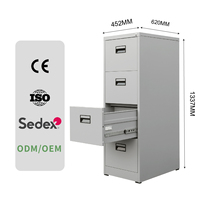 Meuble de rangement de bureau WoMa Knock Down, armoire à quatre tiroirs en métal, conception à verrouillage central, robuste, pour l'école, le bureau, la maison