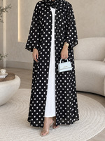 Abaya traditionnelle pour femmes F-41, respirante, élégante, décontractée, manteau d'été avec pois