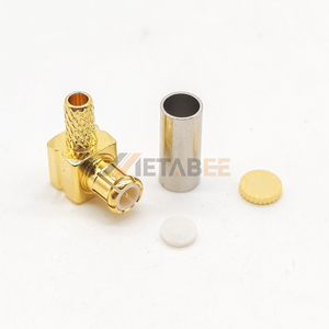 Crimp-Typ MCX-Stecker Männlich Rechtwinklig für RG174 RG316 LMR100 Koaxialkabel Vergoldet 50 Ohm HF - Product Image 1