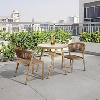 Ensemble de table et chaises de bistrot d'extérieur en rotin tressé, 3 pièces, table basse de terrasse et 2 chaises, gain de place