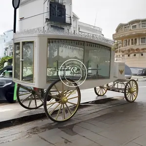 2024 Caixão fúnebre de alta qualidade para cavalo branco, fabricante de carro funerário para venda